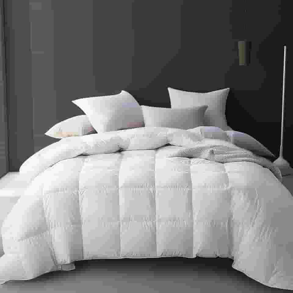 Hotel Grand Edredom de penas de ganso branco luxuoso de fibra de pluma de ganso completo, 100% algodão, enchimento de edredom para todas as estações, edredom macio de calor médio com 8 laços nos