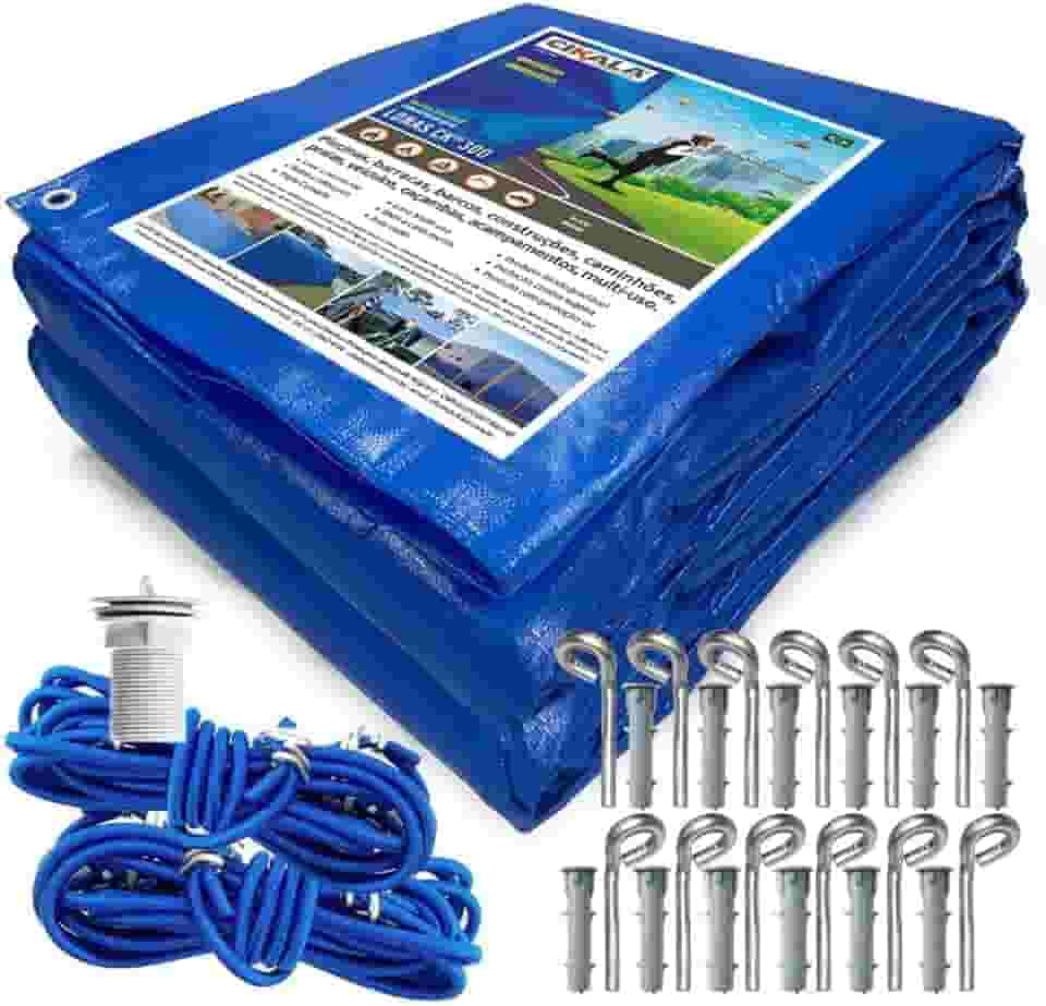 Capa para Piscina 6,5x3,5m – Polietileno 300 Micras Impermeável Anti-UV + Kit de Instalação Completo