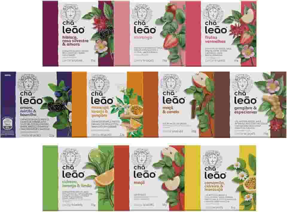 Combo Chá Leão Frutas e Flores - 10 Caixas com 100 Sachês