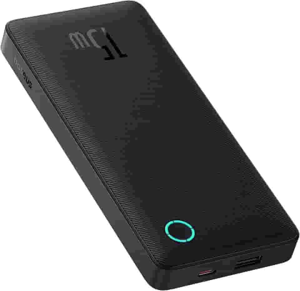 Carregador Portátil Baseus Digital Display Power Bank carregamento rápido 15W/22.5W (Preto 15W, 10000 Milliamp Hours)