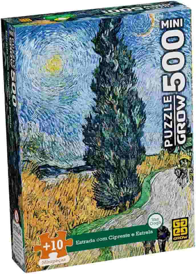 Quebra-Cabeça 500 Peças MINI - ESTRADA COM CIPRESTE E ESTRELA - VAN GOGH - Grow