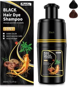 IIIMEIDU Xampu Tintura 3 em 1 Preto 350ml – Cobre Cabelos Brancos em Minutos, Com Ervas Naturais, Sem Amônia, Cor Preta Duradoura, Cobre Grisalhos com Facilidade, Para Homens e Mulheres