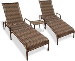 Kit 2 Cadeiras Espreguiçadeira Catar com Mesa De Centro (Argila)