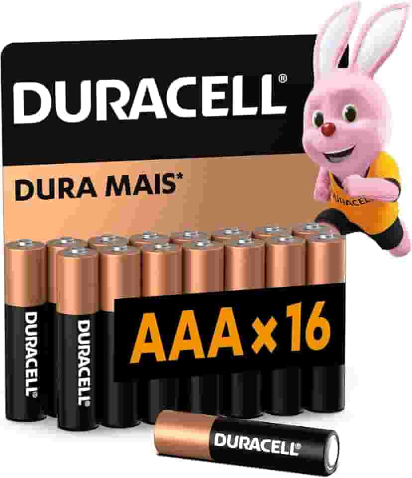 Duracell Pilha Alcalina AAA Palito Com 16 Unidades – Dura Mais – Ideal para Controles Remotos, Brinquedos e Lanternas