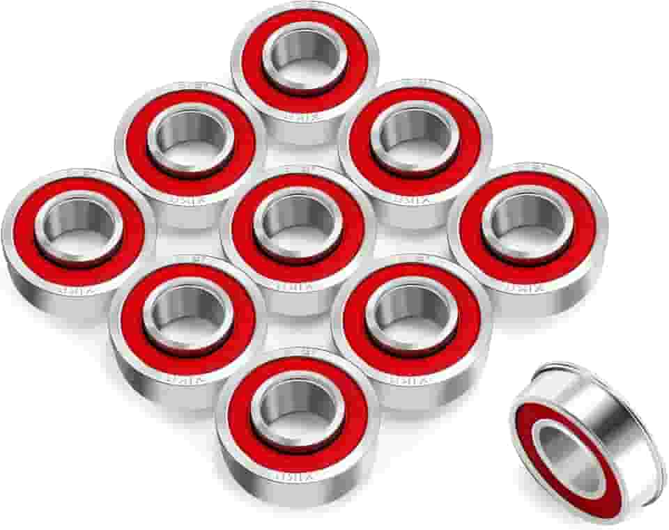 XIKE 10 Peças de Rolamentos de Esferas Flangeados Id 5/8" X Od 1-3/8", Aplicável para Cortador de Grama, Carrinhos de Mão, Windwill, Carroça, Carrinhos E Caminhões de Mão Substituição de Rodas