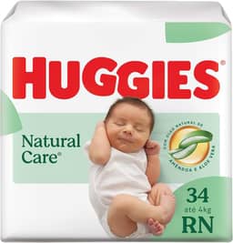 Fralda Huggies NATURAL CARE RN 34 unidades, Branco