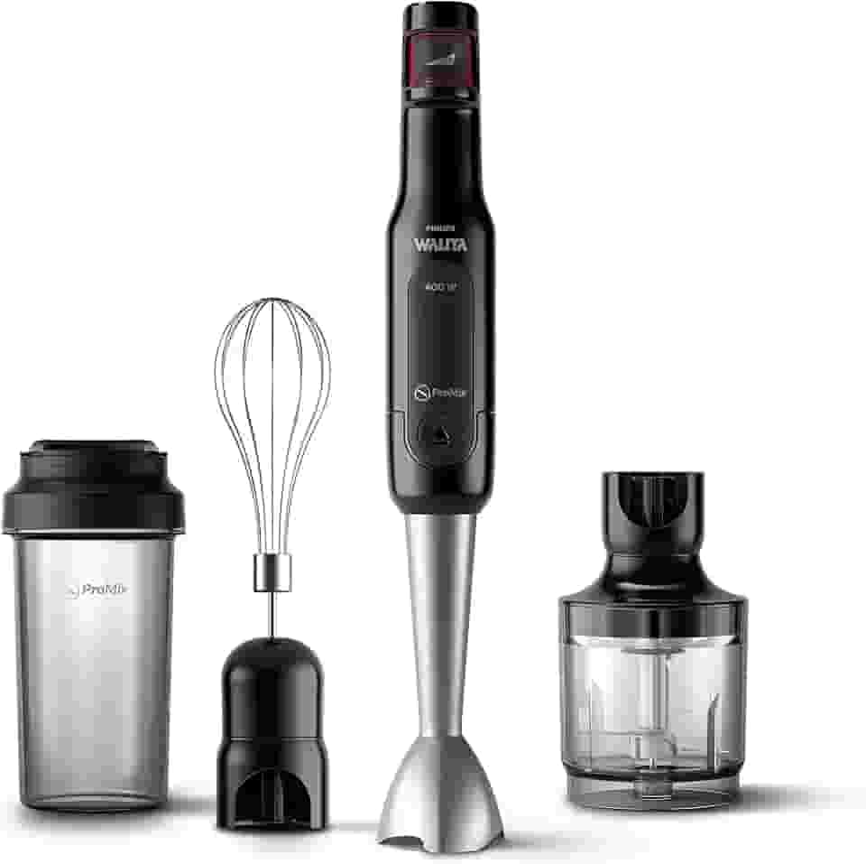 Philips Walita Preto e Inox Mixer Pro - Mix 4 em 1 - SpeedTouch com guia de velocidade - Copo para viagem - Fácil de limpar - 400W - 220V (RI2622/70)