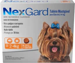 NexGard Antipulgas e Carrapatos para Cães de 2 a 4kg, 1 tablete