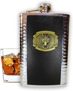 Cantil de Bolso Inox Porta Bebida Whisky Vodca 9Oz 266Ml (Dragão)