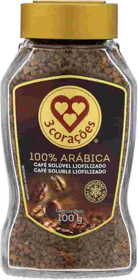 3 Corações Café Solúvel Liofilizado, Vidro 100G