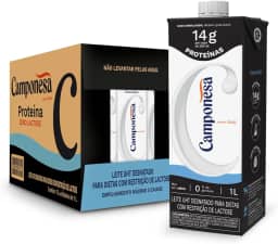 Camponesa Leite Zero Lactose Com 14g de Proteína Desnatado 1L - 12 Unidades
