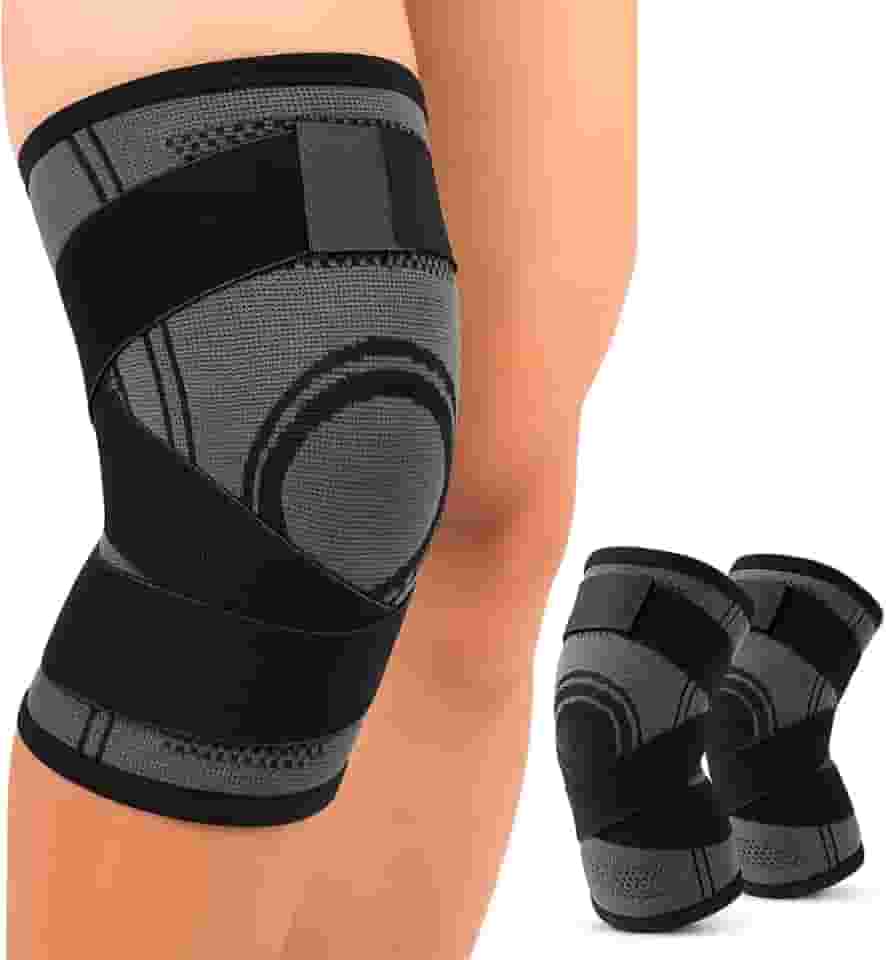 Kit Par 02 Joelheira Alta Compressão Alivio Dores Ortopédica Elástica Ajustável Proteção Esportes Recuperação