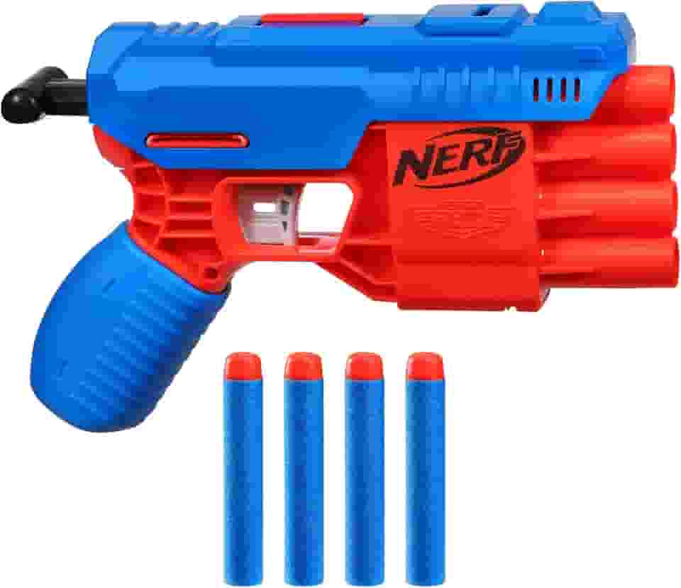 Nerf, Lançador Alpha Strike Claw QS-4 Azul e Laranja, com 4 dardos Nerf Elite, brinquedo para meninos e meninas, brinquedo de Natal para adolescentes e crianças acima de 8 anos