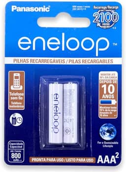 Pilha Recarregável Eneloop AAA (Palito) BK-4MCCE/2BB, Panasonic, Cartela com 2 unidades