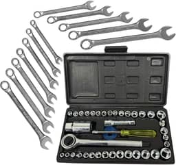 Kit Chave Combinada Boca Estrela Resistente 6a22mm Jogo Soquete Chave Catraca Canhão Pito Aço Carbono 52pçs