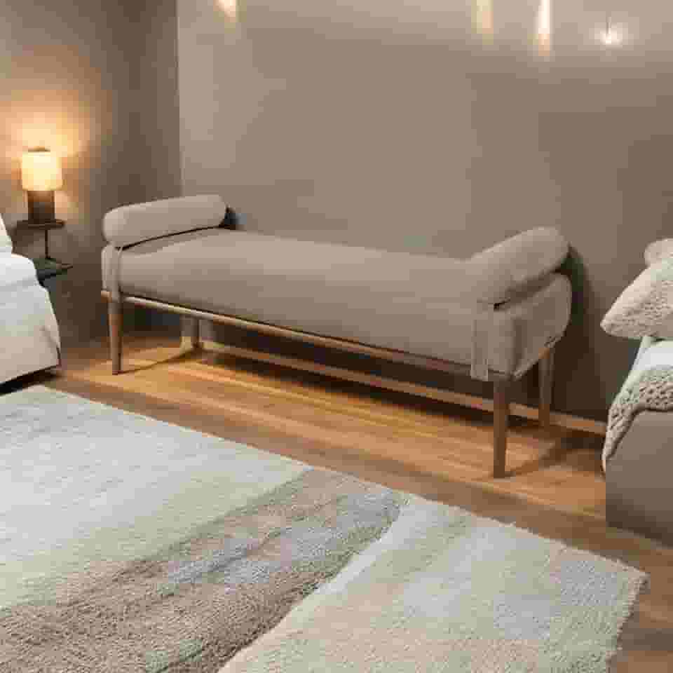 Recamier Puff Luxo Madeira Maciça Berlim Cappuccino