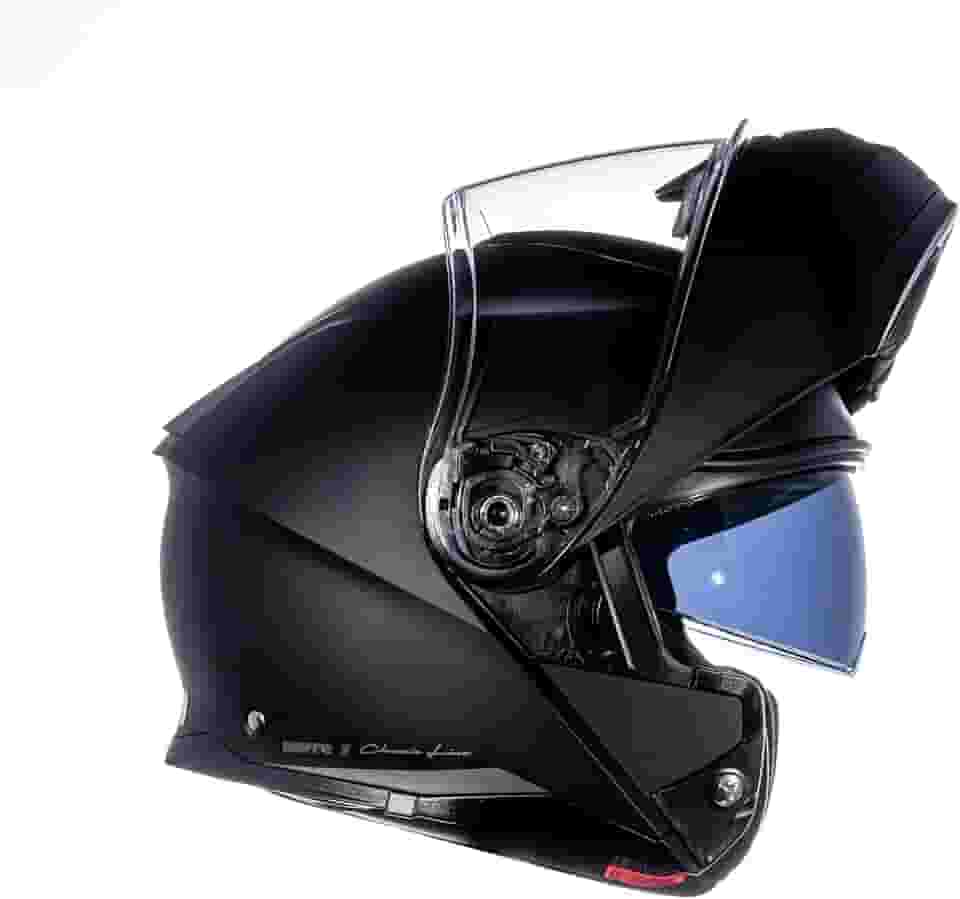 Capacete Moto Bieffe B-Dynamic Escamoteavel Preto Fosco Com Óculos Solar Interno