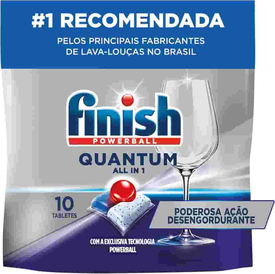 Finish Powerball Quantum, Detergente para Lava Louças em Tabletes, 10 Tabletes