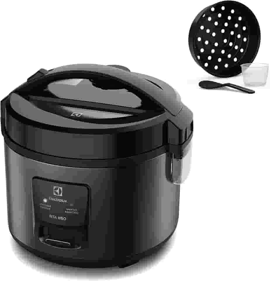 Electrolux Panela Elétrica vapor arroz capacidade 2L 6 Xícaras 2 em 1 timer panela removivel antiaderente tampa com visor transparente ERC10 inox 127v por Rita Lobo Rita Lobo