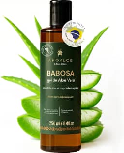 AHOALOE Babosa Puro Gel de Aloe Vera - Gel Multifuncional Corporal e Capilar - Hidratação Profunda - Rico em Vitaminas e Nutrientes - Revitaliza e Regenera - Todos os Tipos de Pele e Cabelo - 250ml