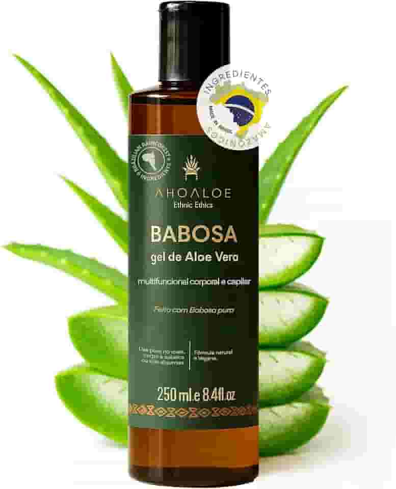 AHOALOE Babosa Puro Gel de Aloe Vera - Gel Multifuncional Corporal e Capilar - Hidratação Profunda - Rico em Vitaminas e Nutrientes - Revitaliza e Regenera - Todos os Tipos de Pele e Cabelo - 250ml
