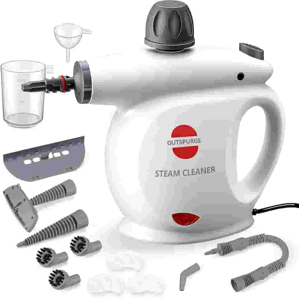 Outspurge Limpador A Vapor Portátil, Jato De Vapor Pressurizado Multissuperfície Com 13 Acessórios, Trava De Segurança, Vaporizador Para Limpeza De Pisos, Estofados, Rejuntes, Janelas, Sofás E Carro