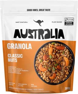 Hart's Natural Granola Australia Classic Nuts | Granola Sem Glúten, Sem Lactose, Vegano | 100% Natural | Alto em Fibras | Snack Saudável | 300g