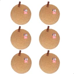 Kit 6 Jogo Americano Palha Linho Natural Mesa Jantar Boho