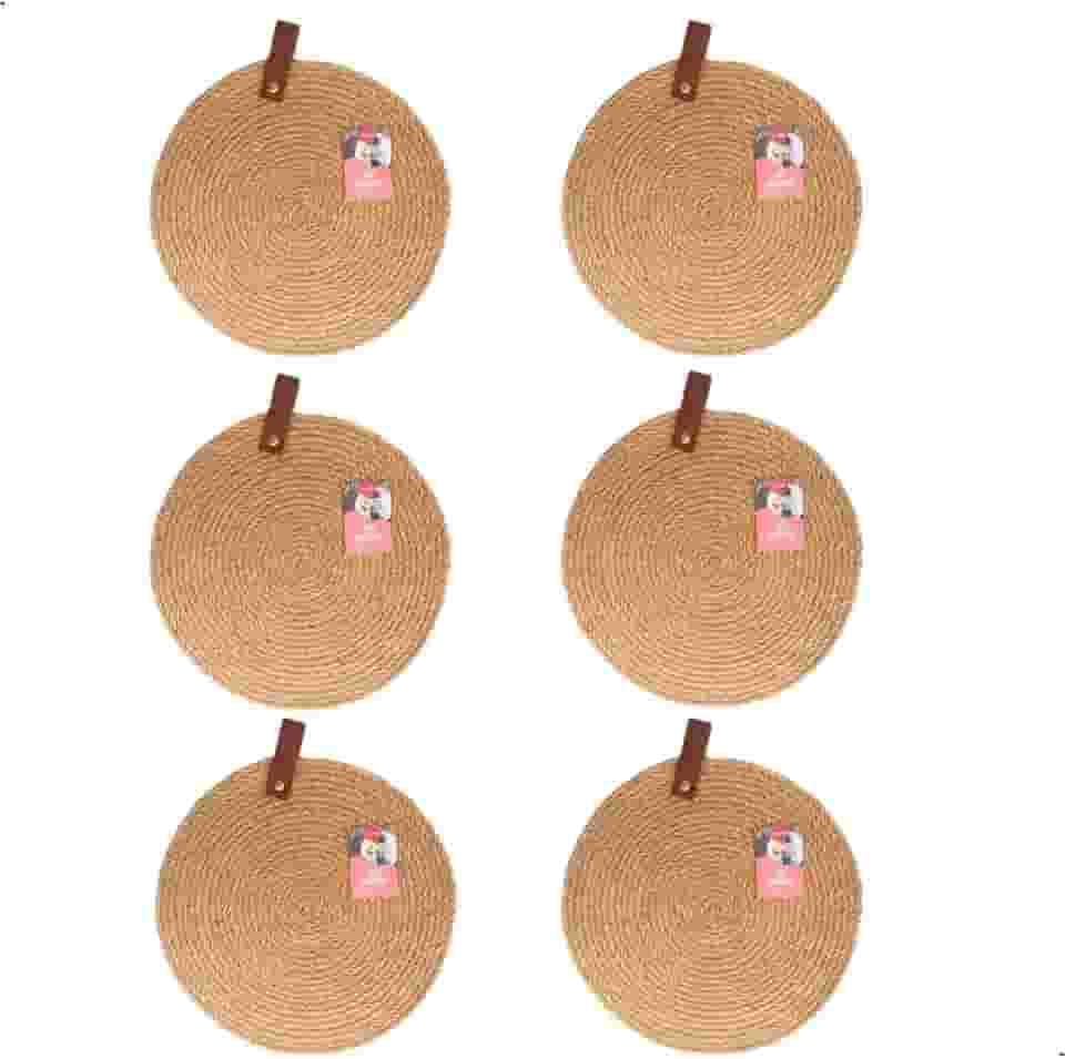 Kit 6 Jogo Americano Palha Linho Natural Mesa Jantar Boho