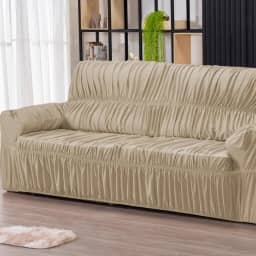 Capa para Sofa Retratil 4 Lugares Malha Gel 21 Elasticos Avelã