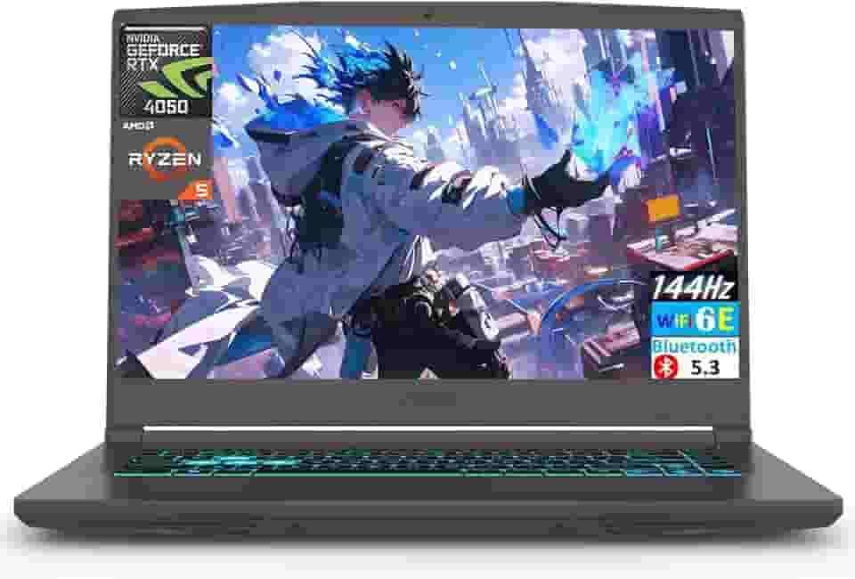 msi Notebook para jogos Thin A15 39.6 cm 144Hz FHD IPS, AMD 6-core Ryzen 5 7535HS, 16GB DDR5, 512GB SSD, NVIDIA GeForce RTX 4050, teclado retroiluminado, WiFi 6E, Windows 11 Home, preto, suporte