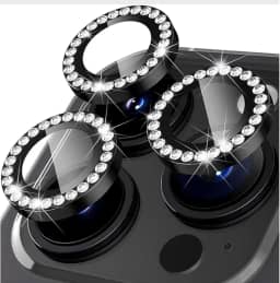 Kit 3 Película Câmera Strass Brilho Compatível Com iphone 11 12 13 Proteção Preto iphone 13 pro max