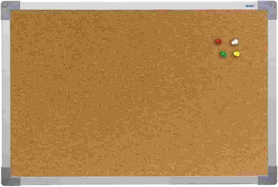 Quadro de Aviso Cortiça Moldura Mdf Alumínio Soft STALO, 60x40