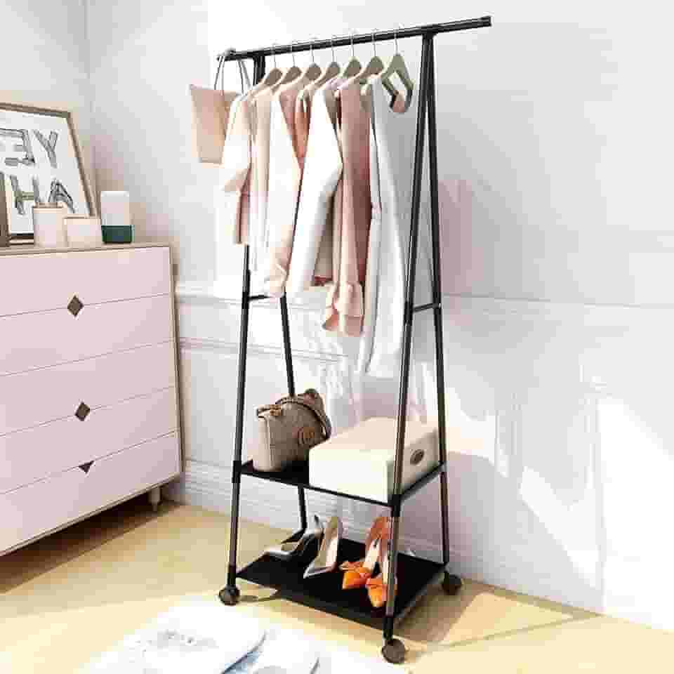 Arara Organizadora Cabideiro de Roupas Sapateira Prateleira para Roupas Camisa Calça com Rodas