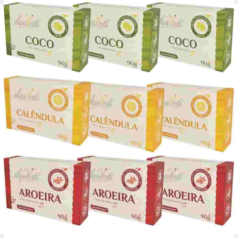 Pacote com 9 Unidades Sabão em Barra Alquiverde Sabonete Vegetal Natural 90g | Limpeza Suave, Hidratante, Sustentável e Ecológico para Uso Diário no Corpo e no Rosto