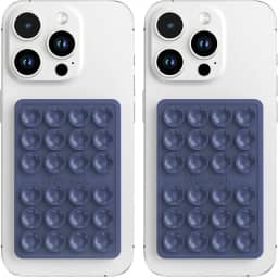 Pacote com 2 capas de telefone com sucção de silicone, suporte adesivo de silicone para iPhone e Android, aderência mãos livres para selfies e TikTok, presente para mulheres (azul escuro)