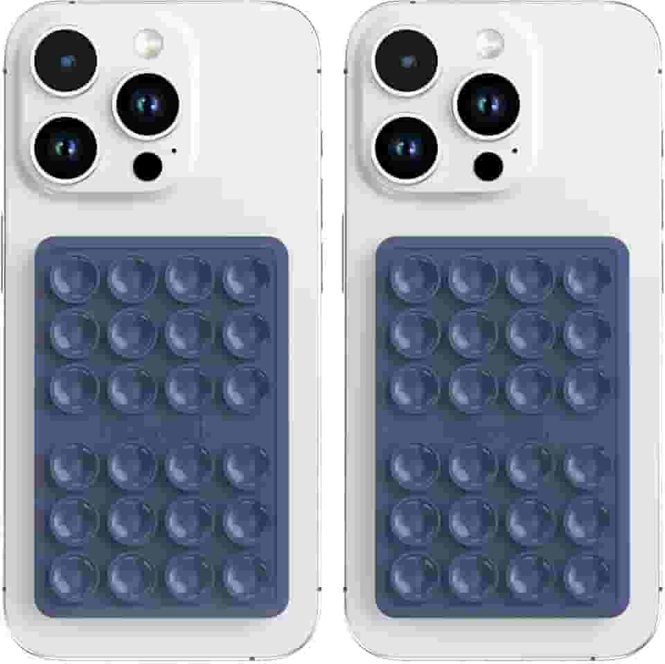 Pacote com 2 capas de telefone com sucção de silicone, suporte adesivo de silicone para iPhone e Android, aderência mãos livres para selfies e TikTok, presente para mulheres (azul escuro)