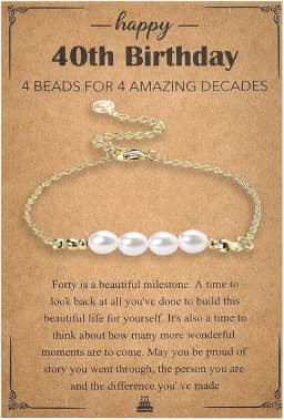 Happy 30/40/50/60th Birthday Gifts for Women Pearl Charm Bracelet 30/40/50/60 anos presente de aniversário para mulheres