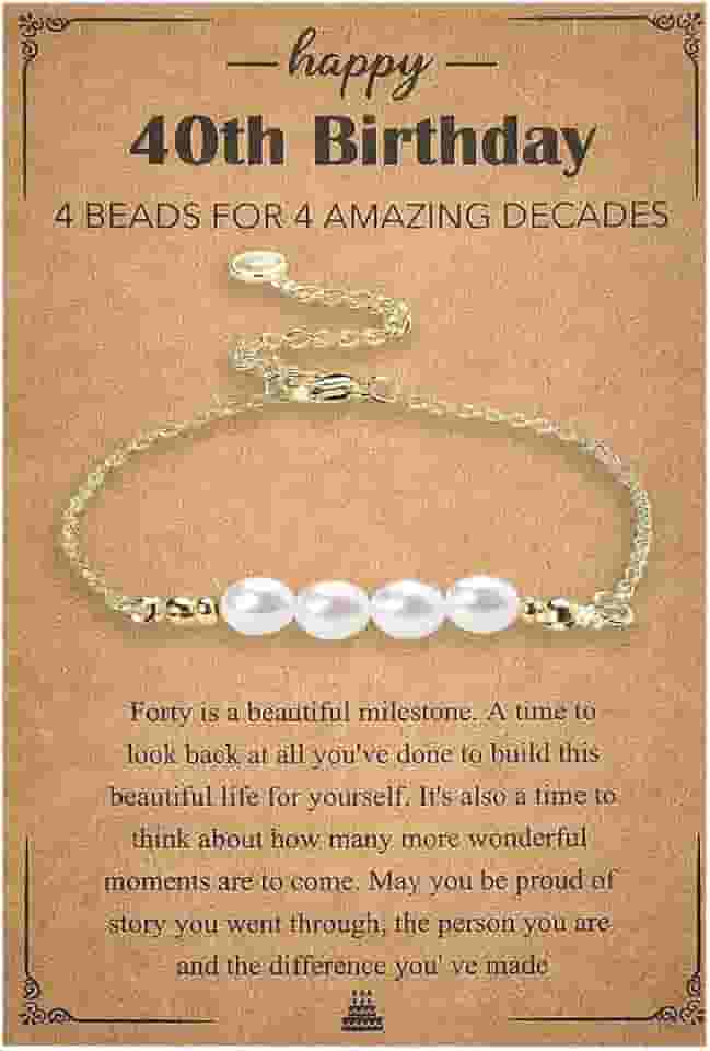Happy 30/40/50/60th Birthday Gifts for Women Pearl Charm Bracelet 30/40/50/60 anos presente de aniversário para mulheres