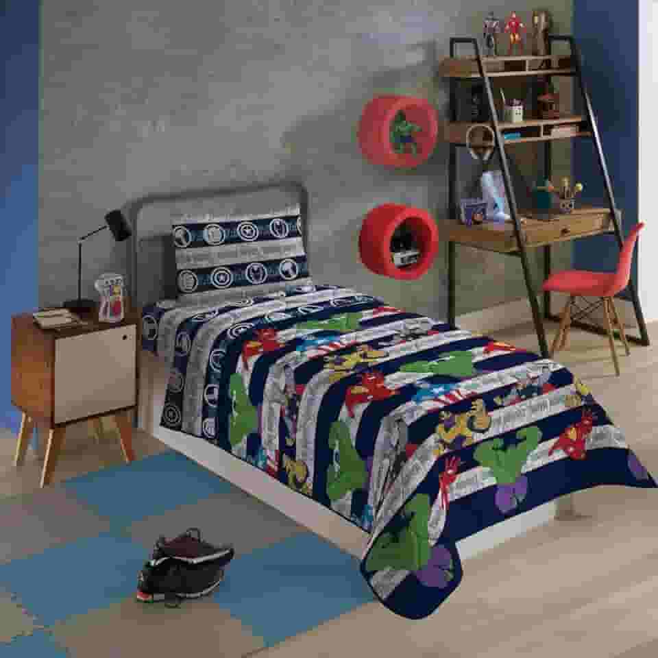 Lepper, Edredom Avengers Solteiro Infantil Dupla Face Microfibra Lepper