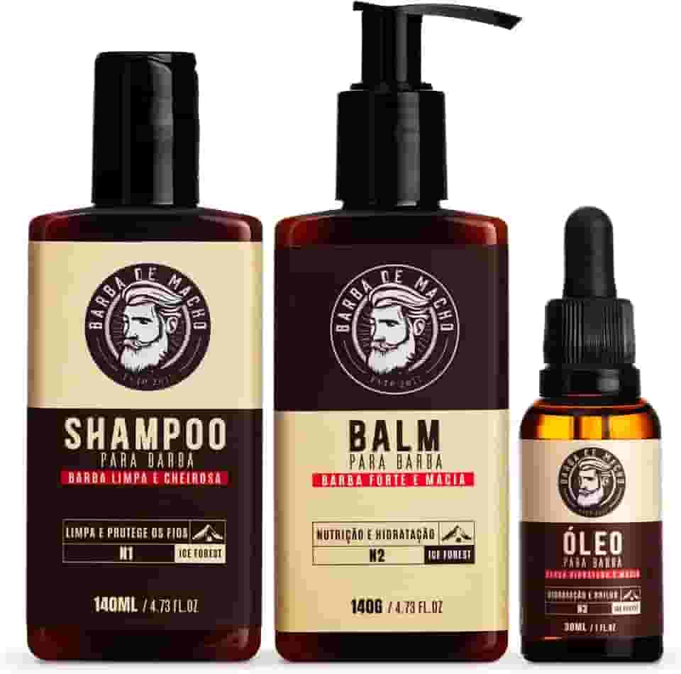 Kit para Barba Shampoo Balm e Óleo Ice Forest - Barba de Macho