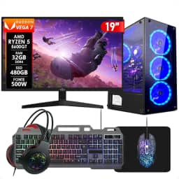 PC Gamer Completo AMD Ryzen 5 5600GT 32GB DDR4 SSD 480GB Monitor 19" Kit Gamer Fonte 500w Strong Tech