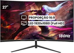 Monitor Curvo Gamer LCD 27" 180Hz 1ms 1920x1080 (Full HD) Conexão HDMI e DisplayPort