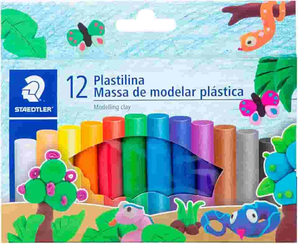 STAEDTLER Massa de Modelar 12 Cores - 8429 C12 PE - Macia, Misturável, Não Mancha e Não Gruda – Fácil de Limpar, Ideal para Crianças e Atividades Criativas