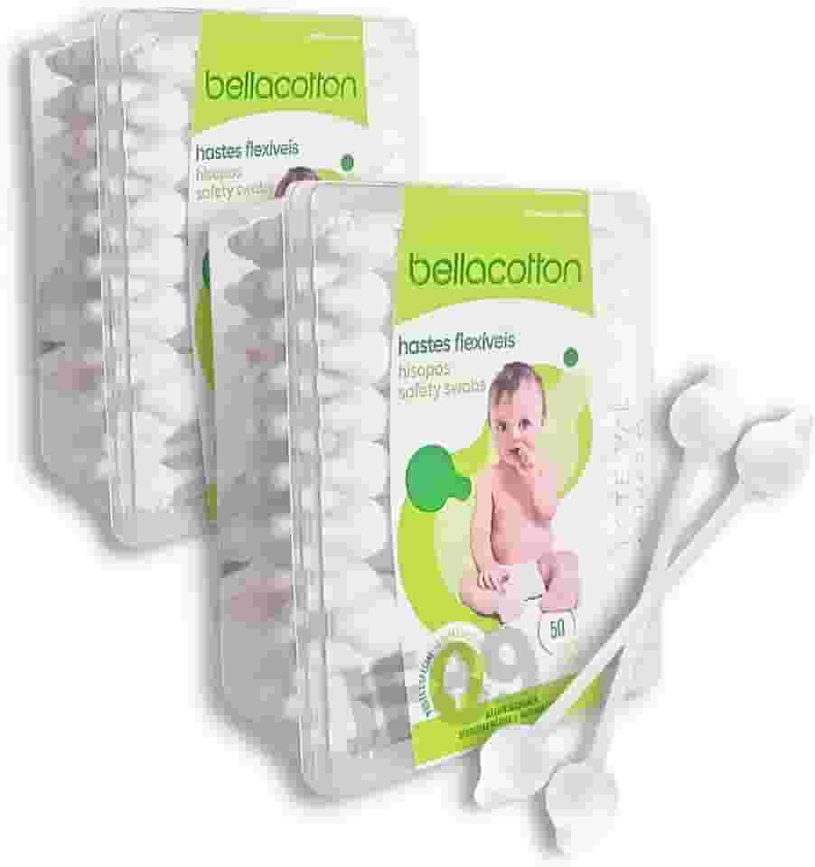 Hastes Flexíveis Cotonete Bebe Bastonetes Bellacotton Caixa C/ 100unidades (2 pacote c/ 50uni)