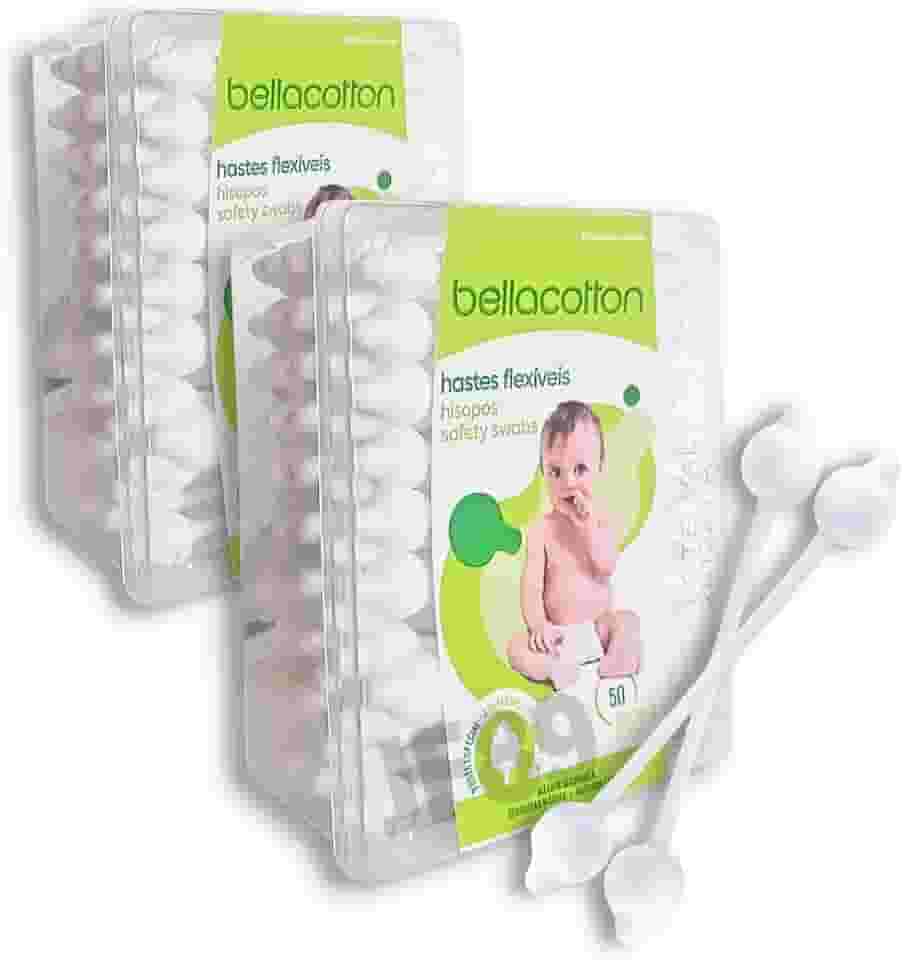 Hastes Flexíveis Cotonete Bebe Bastonetes Bellacotton Caixa C/ 100unidades (2 pacote c/ 50uni)