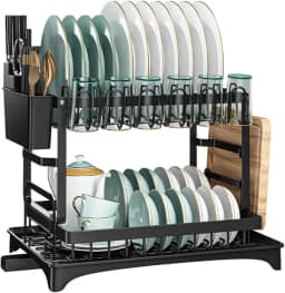 Escorredor de Louça Inox com Porta Pratos Talheres Copos Modular Master (Preto)