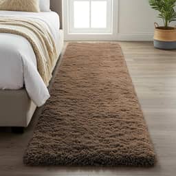 Tapete Passadeira Peludo 2,00 × 0,60 m – Shaggy Super Peludo Felpudo, Antiderrapante, Antialérgico, 100 % Poliéster, Alta Maciez para Quarto, Sala, Corredor (Marrom)