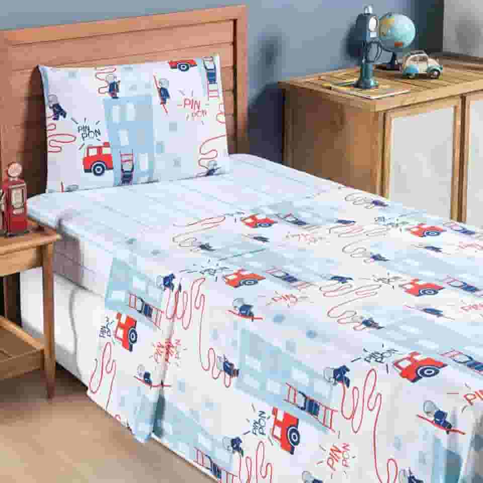 Jogo de Cama Solteiro Infantil 03 Peças Bouti Kids Bombeiro