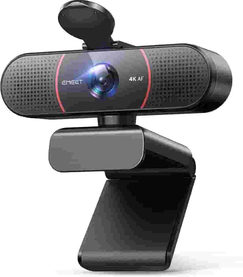 EMEET Webcam C960 4K para PC, sensor Sony UHD 4K, foco automático PDAF, microfones com cancelamento de ruído de IA dupla, correção automática de luz, FOV de 73°, webcam Plug & Play com capa de